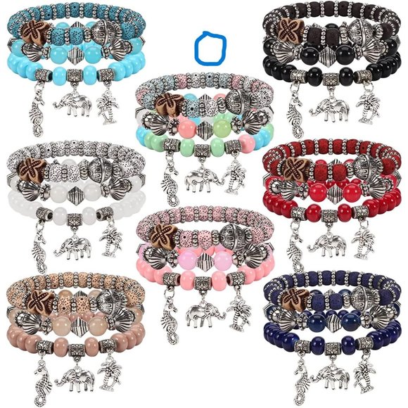 Groups of 8  Bohemian Bracelets for Women Stretch Multilayer Colorful Be… - Picture 1 of 12